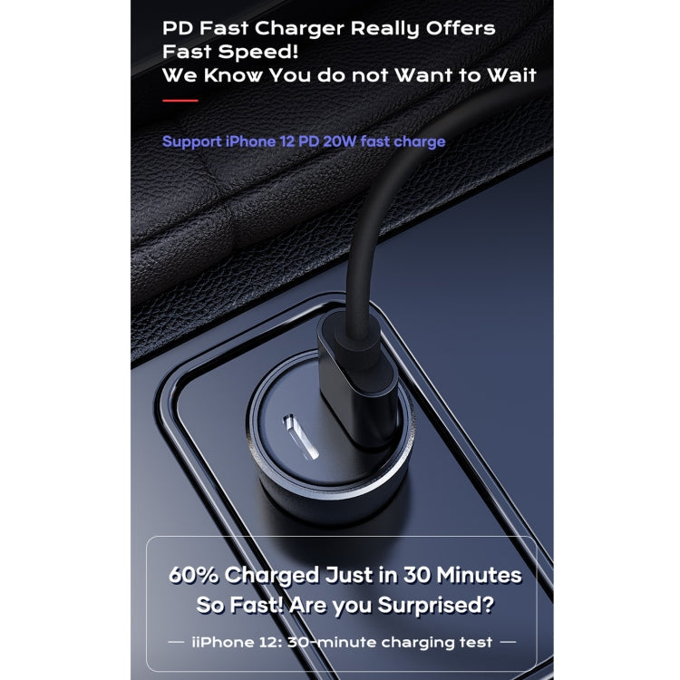 ROCK Space H12 PD 20W Type-C / USB-C  USB Fast Charging Car Charger(Black)