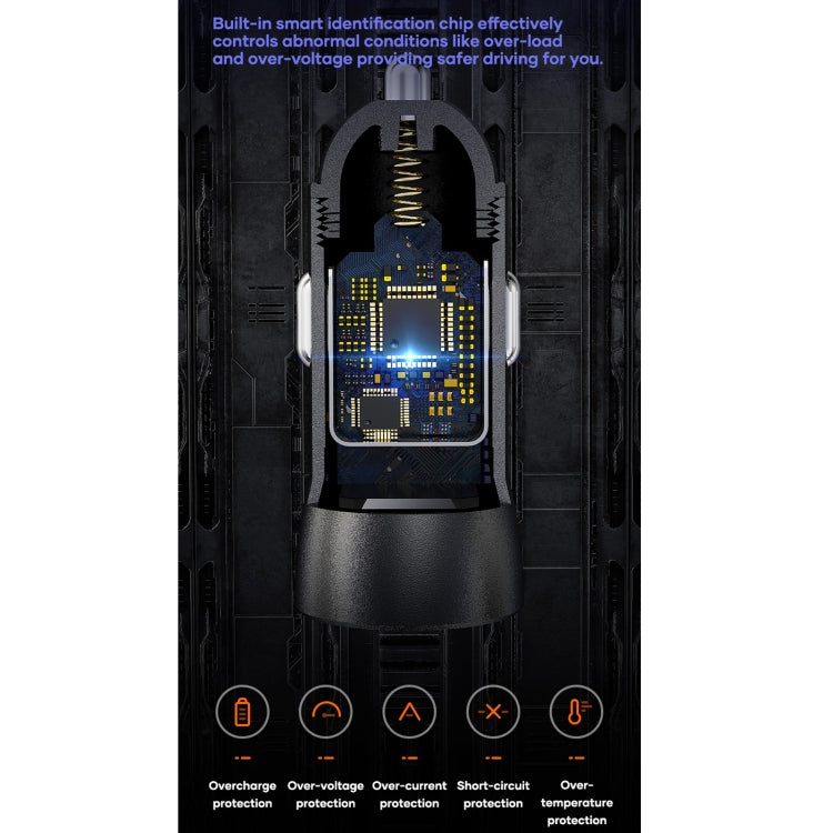 ROCK Space H12 PD 20W Type-C / USB-C  USB Fast Charging Car Charger(Black)