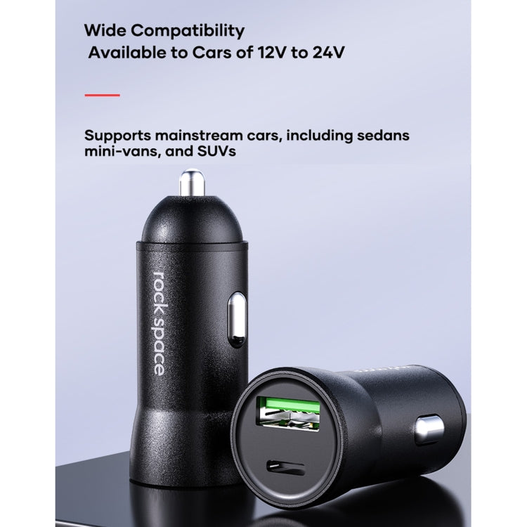 ROCK Space H12 PD 20W Type-C / USB-C  USB Fast Charging Car Charger(Black)