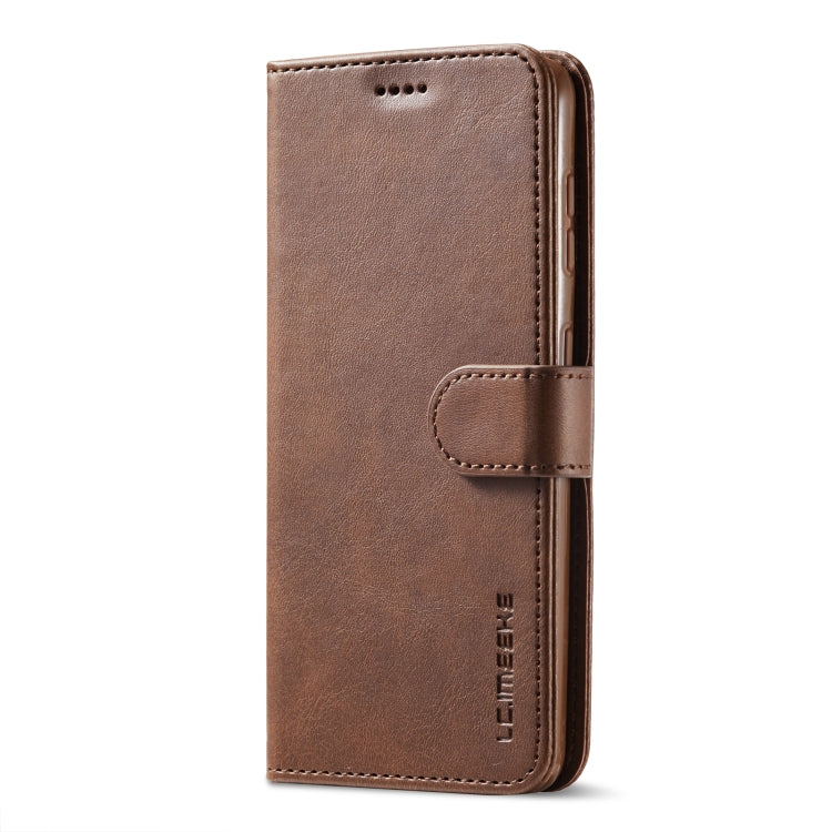 For Samsung Galaxy S21 5G LC.IMEEKE Calf Texture Horizontal Flip Leather Case with Holder & Card Slots & Wallet(Brown)