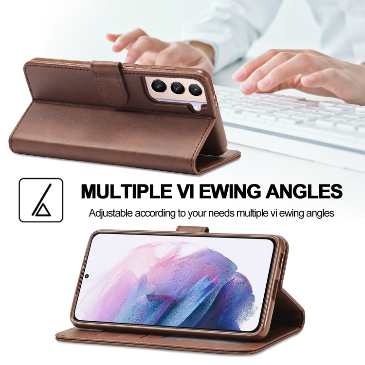 For Samsung Galaxy S21 5G LC.IMEEKE Calf Texture Horizontal Flip Leather Case with Holder & Card Slots & Wallet(Brown)