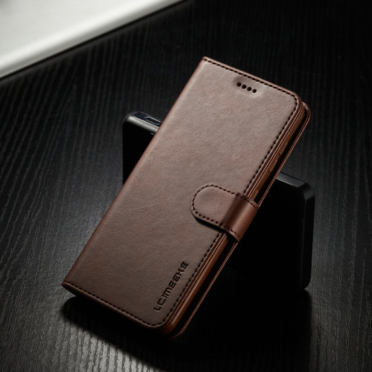 For Samsung Galaxy S21 5G LC.IMEEKE Calf Texture Horizontal Flip Leather Case with Holder & Card Slots & Wallet(Brown)