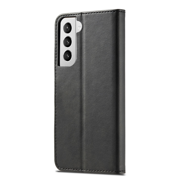 For Samsung Galaxy S21 5G LC.IMEEKE Calf Texture Horizontal Flip Leather Case with Holder & Card Slots & Wallet(Black)