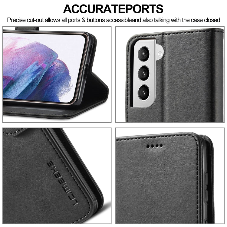 For Samsung Galaxy S21 5G LC.IMEEKE Calf Texture Horizontal Flip Leather Case with Holder & Card Slots & Wallet(Black)