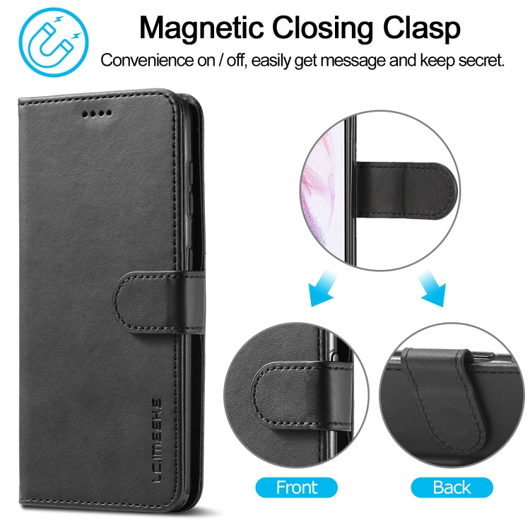 For Samsung Galaxy S21 5G LC.IMEEKE Calf Texture Horizontal Flip Leather Case with Holder & Card Slots & Wallet(Black)