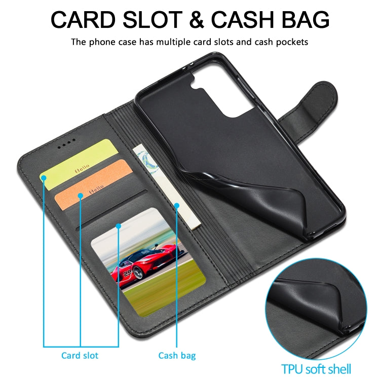 For Samsung Galaxy S21 5G LC.IMEEKE Calf Texture Horizontal Flip Leather Case with Holder & Card Slots & Wallet(Black)
