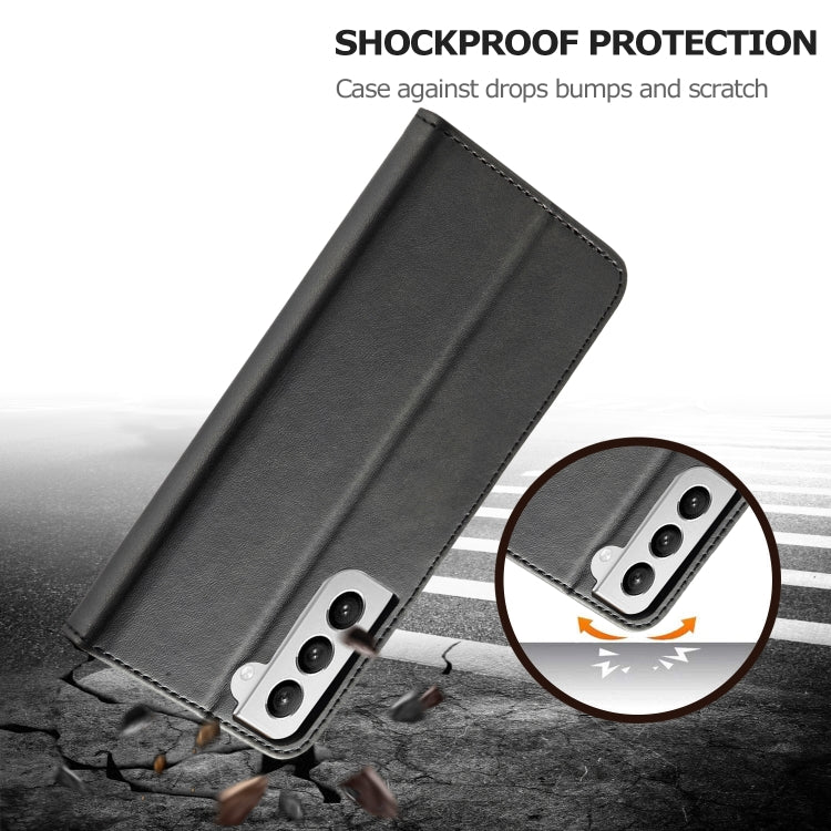 For Samsung Galaxy S21 5G LC.IMEEKE Calf Texture Horizontal Flip Leather Case with Holder & Card Slots & Wallet(Black)