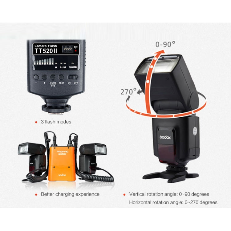 Godox TT520II 433MHZ Wireless 1/300s-1/2000s HSS Flash Speedlite Camera Top Fill Light for Canon / Nikon DSLR Cameras(Black)