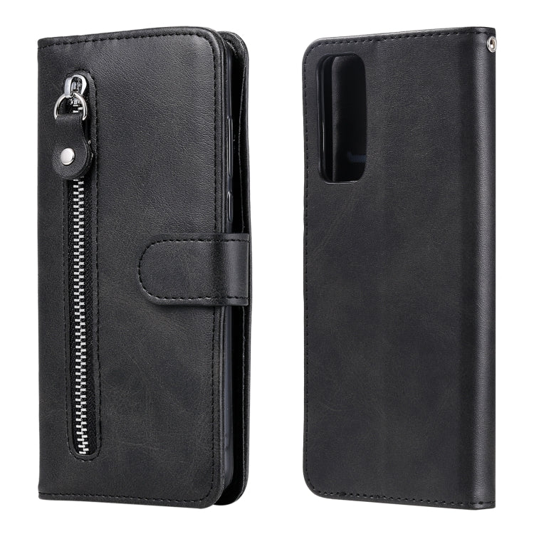 For Huawei P Smart 2021 / Y7a / Honor 10X Lite Fashion Calf Texture Zipper Horizontal Flip Leather Case with Holder & Card Slots & Wallet(Black)