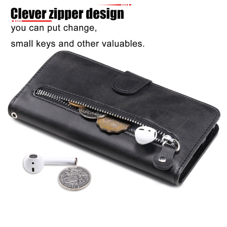 For Huawei P Smart 2021 / Y7a / Honor 10X Lite Fashion Calf Texture Zipper Horizontal Flip Leather Case with Holder & Card Slots & Wallet(Black)