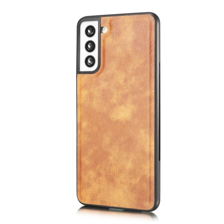 For Samsung Galaxy S21 5G DG.MING Crazy Horse Texture Flip Detachable Magnetic Leather Case with Holder & Card Slots & Wallet(Brown)