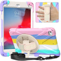 Shockproof Colorful Silicone + PC Protective Case with Holder & Shoulder Strap & Hand Strap For iPad Mini (2019)(Pink)
