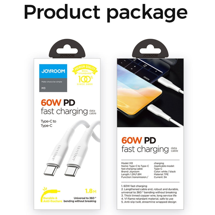 JOYROOM S-1230M3 60W PD Type-C / USB-C to Type-C / USB-C Fast Charging Data Cable, Length:1.2m(Black)
