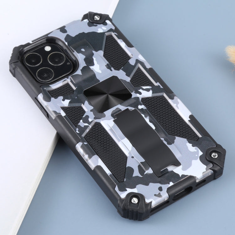 For iPhone 11 Pro Camouflage Armor Shockproof TPU + PC Magnetic Protective Case with Holder  (Grey)