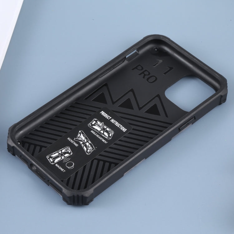 For iPhone 11 Pro Camouflage Armor Shockproof TPU + PC Magnetic Protective Case with Holder  (Grey)