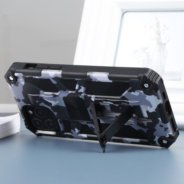 For iPhone 11 Pro Camouflage Armor Shockproof TPU + PC Magnetic Protective Case with Holder  (Grey)