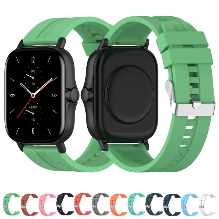 For Amazfit GTS 2e / GTS 2 20mm Silicone Watch Band with Silver Buckle(Midnight Blue)