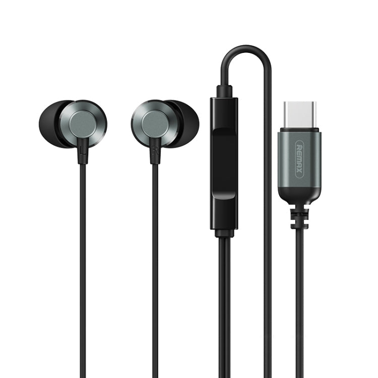 REMAX RM-512a USB-C / Type-C Metal  In-ear Wired Earphone, Support Music & Call, Not For Samsung Phones(Black)