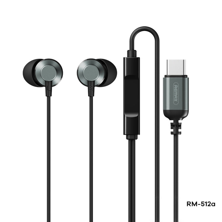 REMAX RM-512a USB-C / Type-C Metal  In-ear Wired Earphone, Support Music & Call, Not For Samsung Phones(Black)