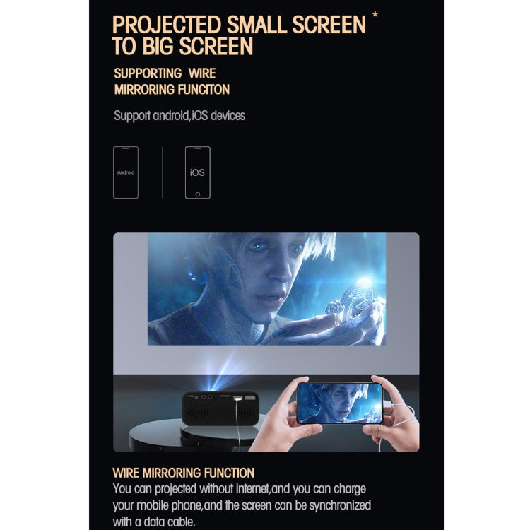 T500 1920x1080P 80 Lumens Portable Home Theater LED HD Digital Projector, Without Remote Control & Adaptor, With Remote Control & Adaptor