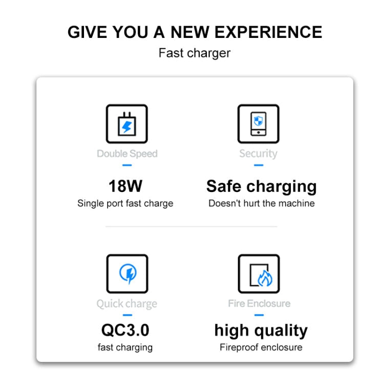 WK WP-U57 18W Speed QC3.0 Fast Charger + USB to Type-C / USB-C Data Cable, US Plug
