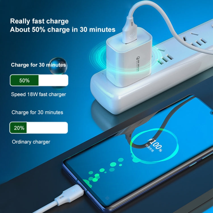 WK WP-U57 18W Speed QC3.0 Fast Charger + USB to Type-C / USB-C Data Cable, US Plug