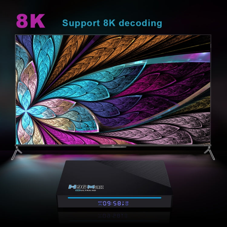 H96 Max 8K Android 11.0 TV Box, 8GB RAM, 64GB ROM, Dual-Band WiFi, UK Plug