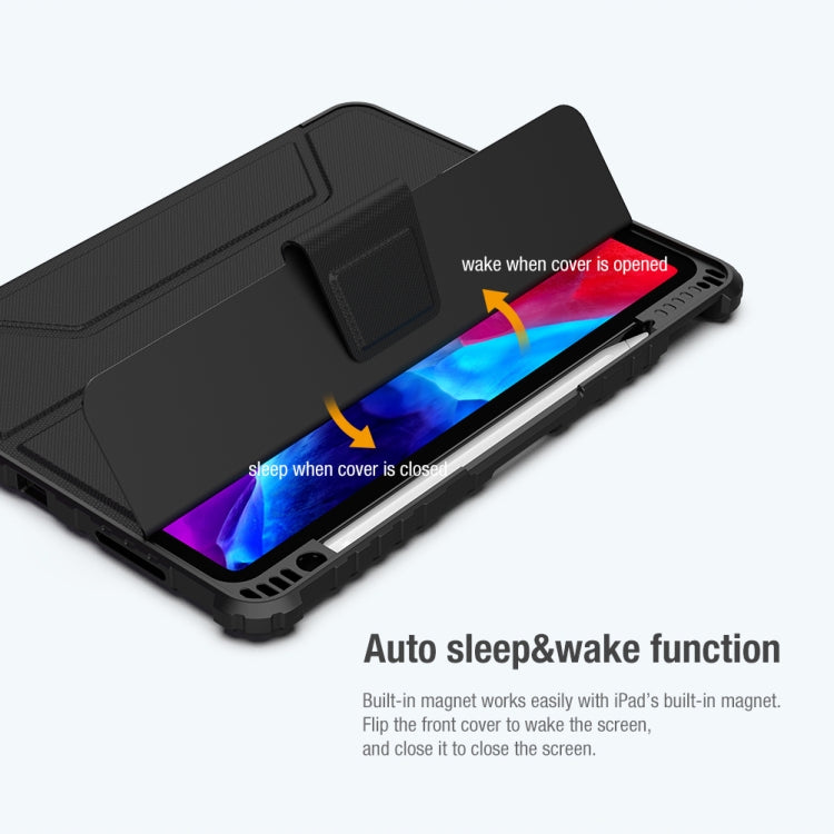 NILLKIN Armoured Pro Flip Cover Leather Case With Stand & Pen Slot & Sleep Function For iPad Air 2022 / 2020 10.9 / Air 4 / Pro 11 inch (2020)