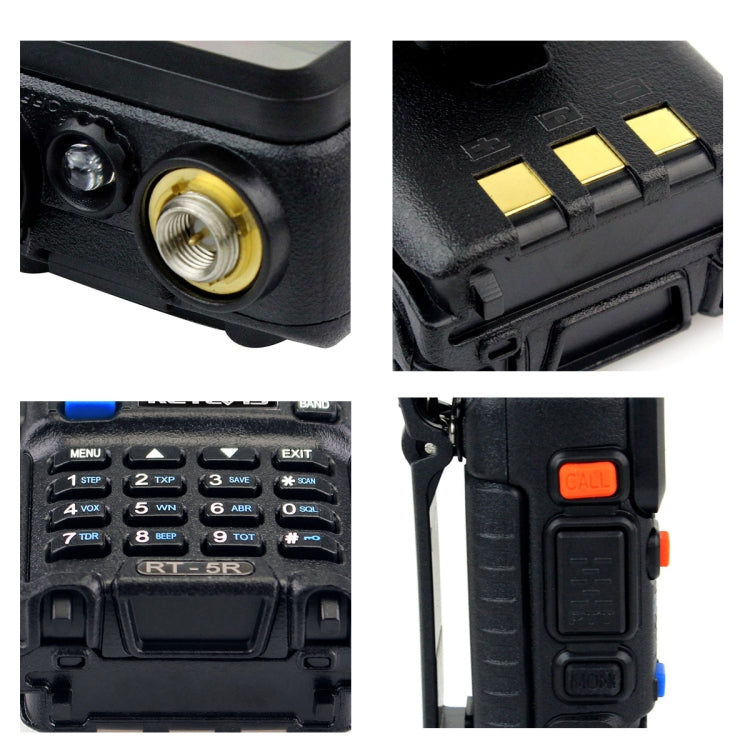 RETEVIS RT-5R 400-520MHz + 136-174MHz 128CHS USB Two-segment Handheld Walkie Talkie, USB