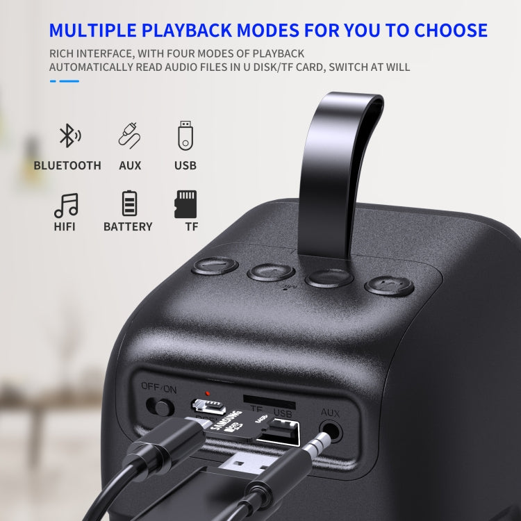 HXSJ Q8 Bluetooth 5.0 Multi-function Wireless Bluetooth Speaker Audio, Support Handsfree Calling & TF Card & USB(Black)