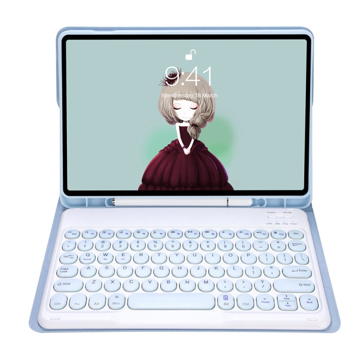YT11B Detachable Candy Color Skin Feel Texture Round Keycap Bluetooth Keyboard Leather Case For iPad Air 4 2020 / Air 5 2022 / Pro 11 inch 2022 / 2021 / 2020 / 2018(White Ice), For iPad Air 4 2020 / Air 5 2022 / Pro 11 inch 2022 / 2021 / 2020 / 2018   ...