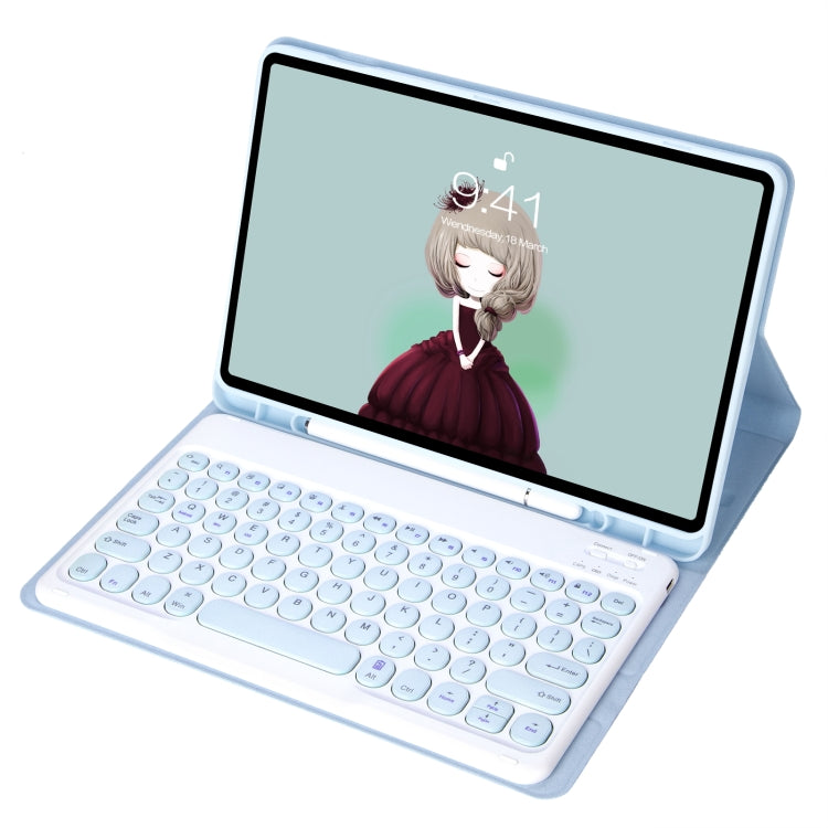 YT11B Detachable Candy Color Skin Feel Texture Round Keycap Bluetooth Keyboard Leather Case For iPad Air 4 2020 / Air 5 2022 / Pro 11 inch 2022 / 2021 / 2020 / 2018(White Ice), For iPad Air 4 2020 / Air 5 2022 / Pro 11 inch 2022 / 2021 / 2020 / 2018   ...