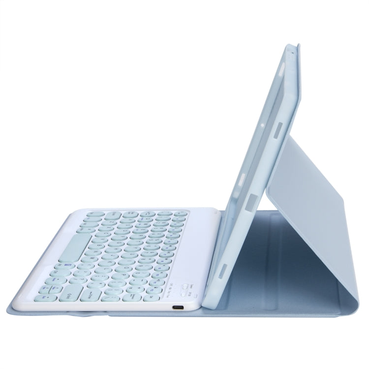 YT11B Detachable Candy Color Skin Feel Texture Round Keycap Bluetooth Keyboard Leather Case For iPad Air 4 2020 / Air 5 2022 / Pro 11 inch 2022 / 2021 / 2020 / 2018(White Ice), For iPad Air 4 2020 / Air 5 2022 / Pro 11 inch 2022 / 2021 / 2020 / 2018   ...