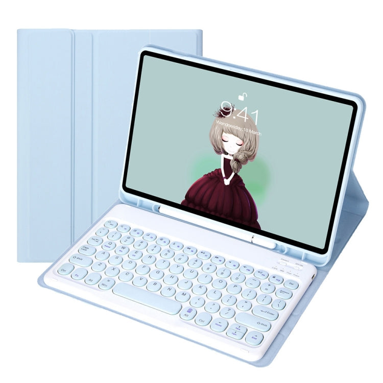 YT11B Detachable Candy Color Skin Feel Texture Round Keycap Bluetooth Keyboard Leather Case For iPad Air 4 2020 / Air 5 2022 / Pro 11 inch 2022 / 2021 / 2020 / 2018(White Ice), For iPad Air 4 2020 / Air 5 2022 / Pro 11 inch 2022 / 2021 / 2020 / 2018   ...