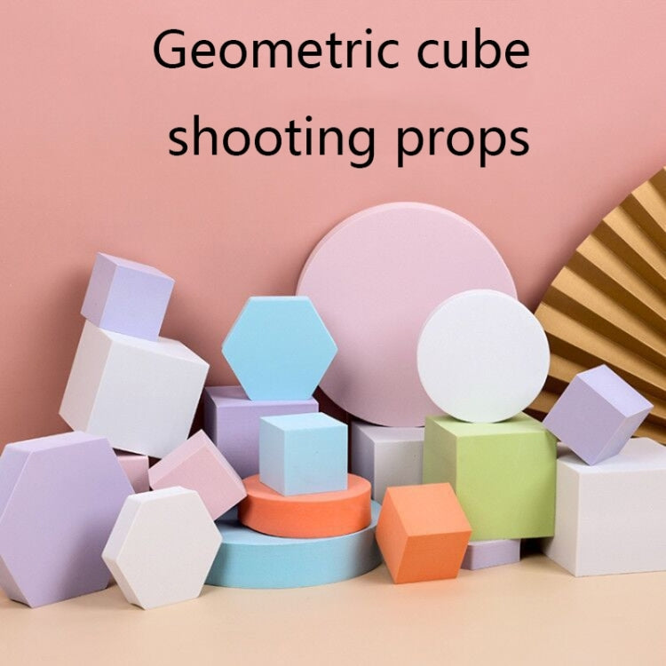 8 in 1 Different Sizes Geometric Cube Solid Color Photography Photo Background Table Shooting Foam Props(White)