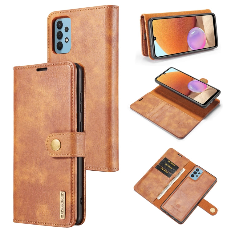 DG.MING Crazy Horse Texture Flip Detachable Magnetic Leather Case with Holder & Card Slots & Wallet, For Samsung Galaxy A32 4G