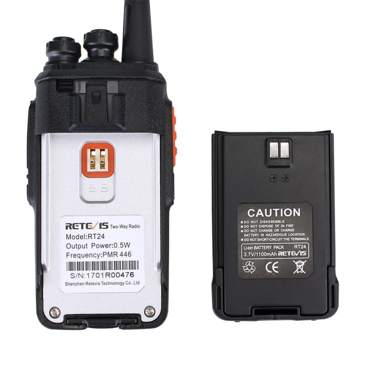 1 Pair RETEVIS RT24 EU Frequency PMR 446/400-470MHz 16CHS Two Way Radio Handheld Walkie Talkie, EU Plug, RT24