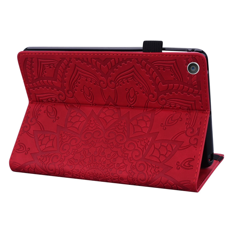 For iPad 4 & 3 & 2 Calf Pattern Double Folding Design Embossed Leather Case with Holder & Card Slots & Pen Slot & Elastic Band(Red)