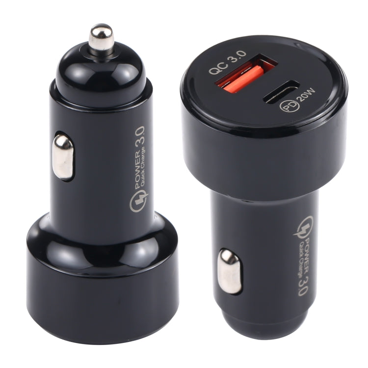 LZ-201 PD 20W USB-C / Type-C  QC 3.0 USB Mini Fast Car Charger(Black)