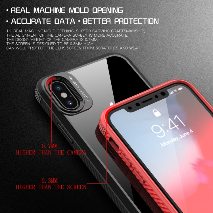 iPAKY MG Series Carbon Fiber Texture Shockproof TPU+ Transparent PC Case, For iPhone XS Max