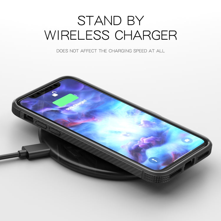iPAKY MG Series Carbon Fiber Texture Shockproof TPU+ Transparent PC Case, For iPhone XS Max