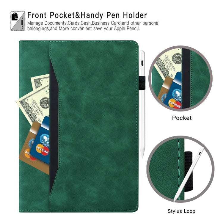 Business Leather Case for iPad 9.7/Pro 9.7/Air 2 with Holder, Card Slots, Photo Frame, Sleep/Wake Function (Green)