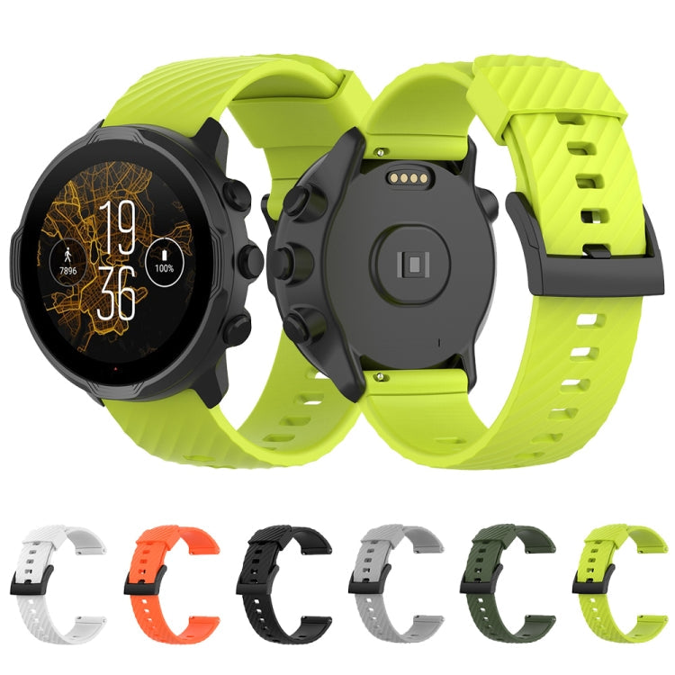 For Suunto 7 24mm Solid Color Silicone Watch Band(Lime Green)