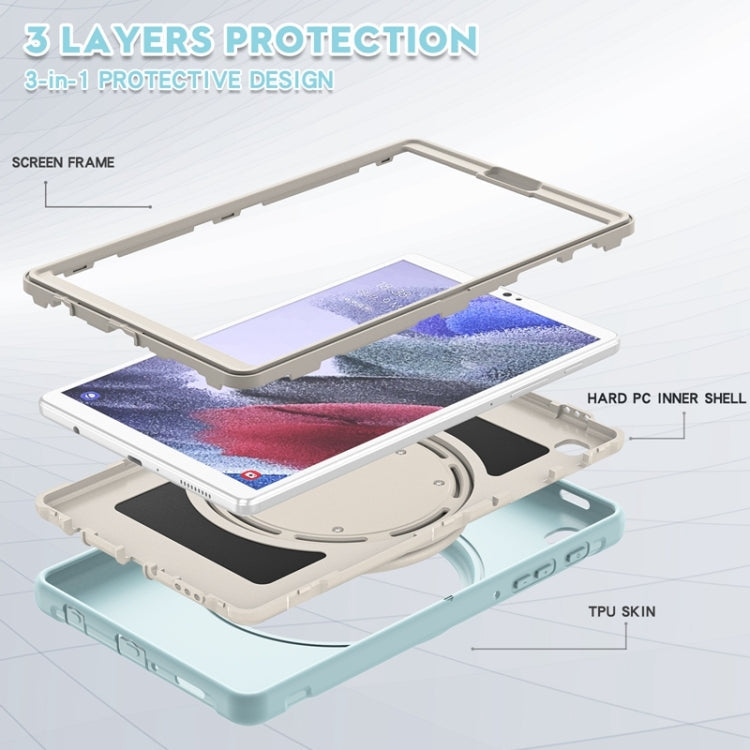 Shockproof TPU+PC Case with 360° Rotating Handle & Pen Slot for Samsung Galaxy Tab A7 Lite T220 (Ice Crystal Blue)