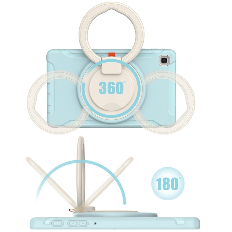 Shockproof TPU+PC Case with 360° Rotating Handle & Pen Slot for Samsung Galaxy Tab A7 Lite T220 (Ice Crystal Blue)
