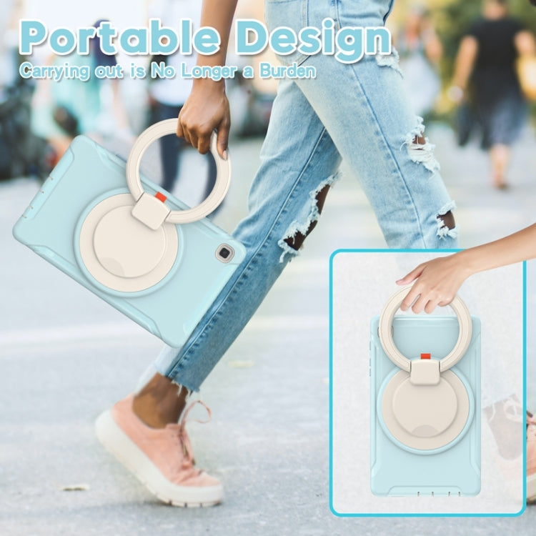 Shockproof TPU+PC Case with 360° Rotating Handle & Pen Slot for Samsung Galaxy Tab A7 Lite T220 (Ice Crystal Blue)