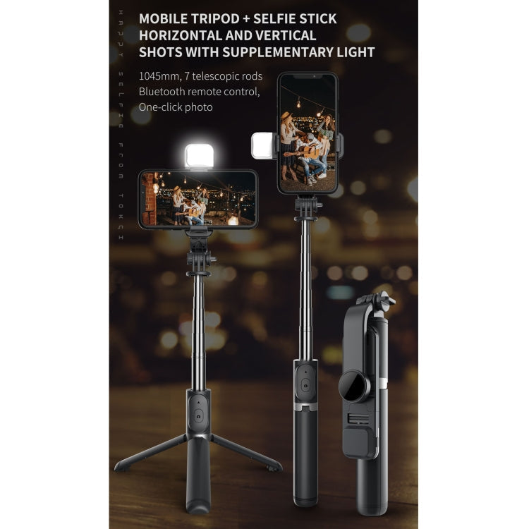 Q02S Fill Light Bluetooth Selfie Stick Tripod Mobile Phone Holder(White)
