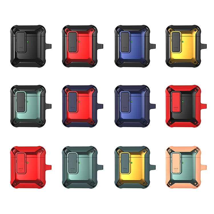 Wireless Earphones Shockproof Bumblebee Silicone Protective Case with Switch For AirPods 1/2(Black)