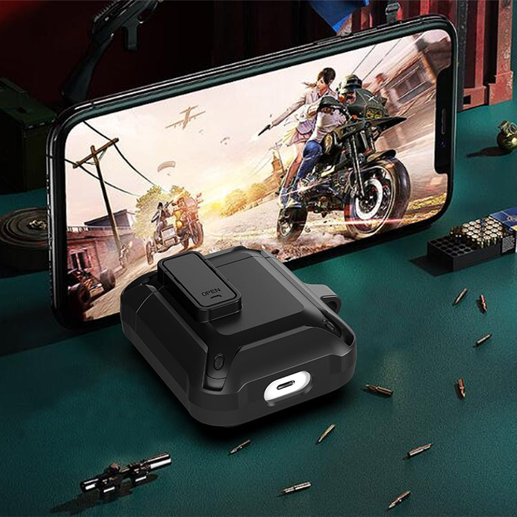 Wireless Earphones Shockproof Bumblebee Silicone Protective Case with Switch For AirPods 1/2(Black)