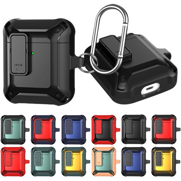 Wireless Earphones Shockproof Bumblebee Silicone Protective Case with Switch For AirPods 1/2(Black)
